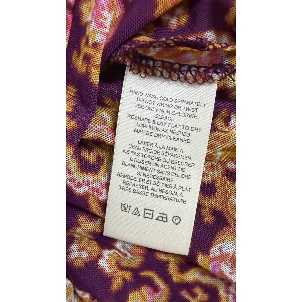 FREE PEOPLE Lucky Shirtee In Cosmo Paisley Ruched V Neck  SHIRT Mesh Boho y2k L - Picture 10 of 10